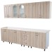 Bucatarie Zebra 260 cm din MDF Sonoma Mustata cu blat termoizolant alb/gri